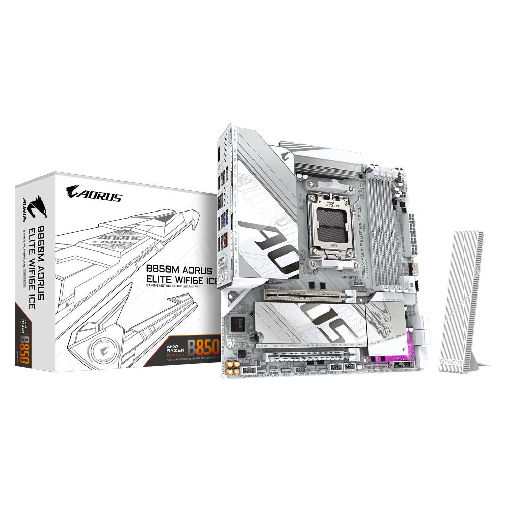 Mainboard GIGABYTE SAM5 Micro-ATX Memory DDR5 Memory slots 4 1xPCI-Express 3 0 16x 1xPCI-Express 5 0 16x 2xM 2 1xHDMI 1xDisplayPort 4xUSB 2 0 7xUSB 3 2 2xUSB-C 1xOptical S PDIF 1xRJ45 2xAudio port B850MAELTWF6EICE