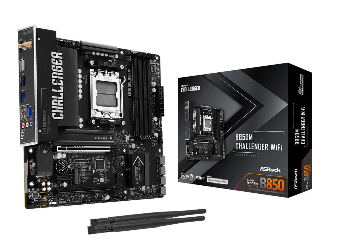 Mainboard ASROCK AMD B850 Socket AM5 micro ATX RAM DDR5-SDRAM 4xSlots Wi-Fi Yes Bluetooth Yes 1xNumber of M 2  M  slots B850MCHALLENGERWIFI