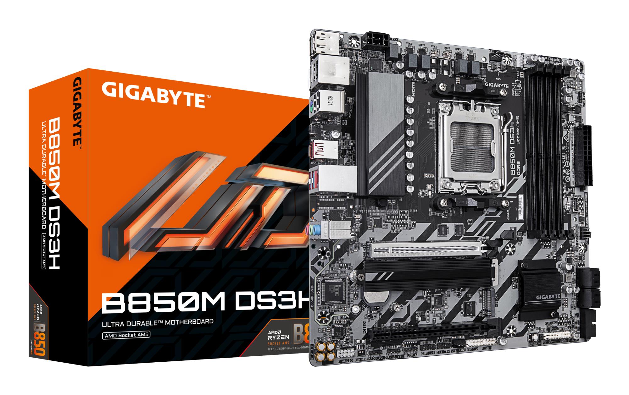 Mainboard GIGABYTE AMD B850 Socket AM5 micro ATX RAM DDR5-SDRAM 4xSlots 2xNumber of M 2  M  slots B850MDS3H1 2