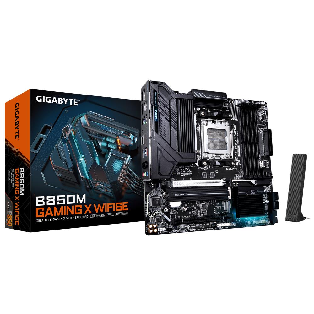 Mainboard GIGABYTE AMD B850 SAM5 Micro-ATX Memory DDR5 Memory slots 4 1xPCI-Express 3 0 4x 1xPCI-Express 5 0 16x 2xM 2 1xHDMI 2xDisplayPort 4xUSB 2 0 2xUSB 3 2 type B 1xUSB 3 2 1xUSB-C 1xPS 2 1xRJ45 3xAudio port B850MGAMINGXWF6E
