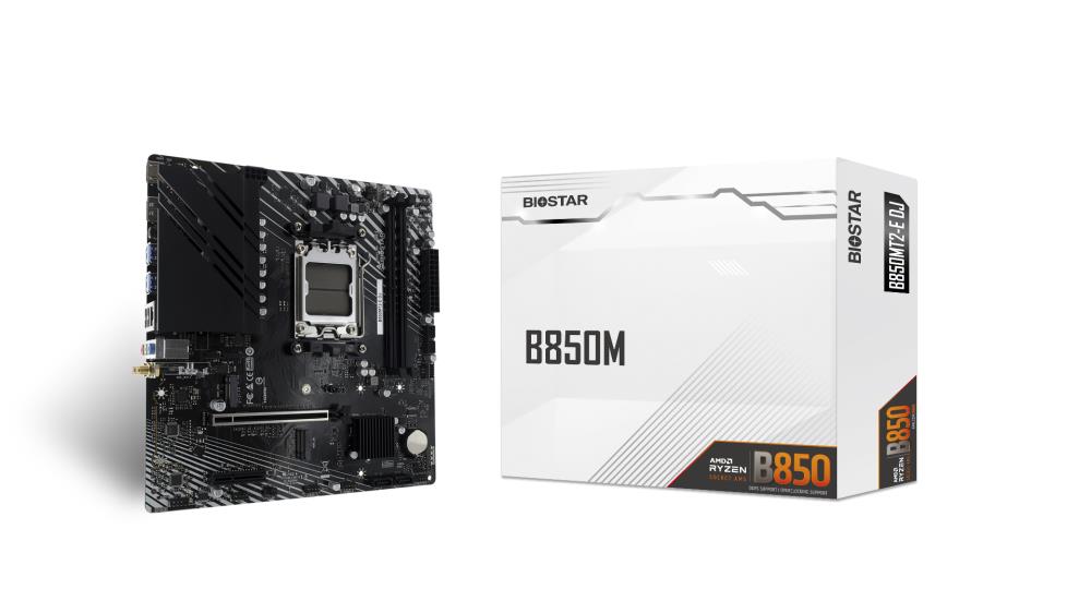 Mainboard BIOSTAR AMD B850 Socket AM5 micro ATX RAM DDR5-SDRAM 2xSlots Wi-Fi Yes Bluetooth Yes 2xNumber of M 2  M  slots B850MT2-EDJ