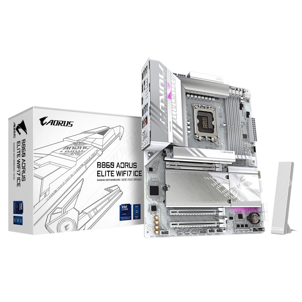 Mainboard GIGABYTE Intel B860 Express LGA1851 ATX Memory DDR5 Memory slots 4 3xPCI-Express 16x 2xM 2 1xHDMI 1xDisplayPort 1xAudio-In 1xAudio-Out 4xUSB 2 0 6xUSB 3 2 1xUSB-C 1xOptical S PDIF 1xRJ45 B860AELITEWF7ICE1 0
