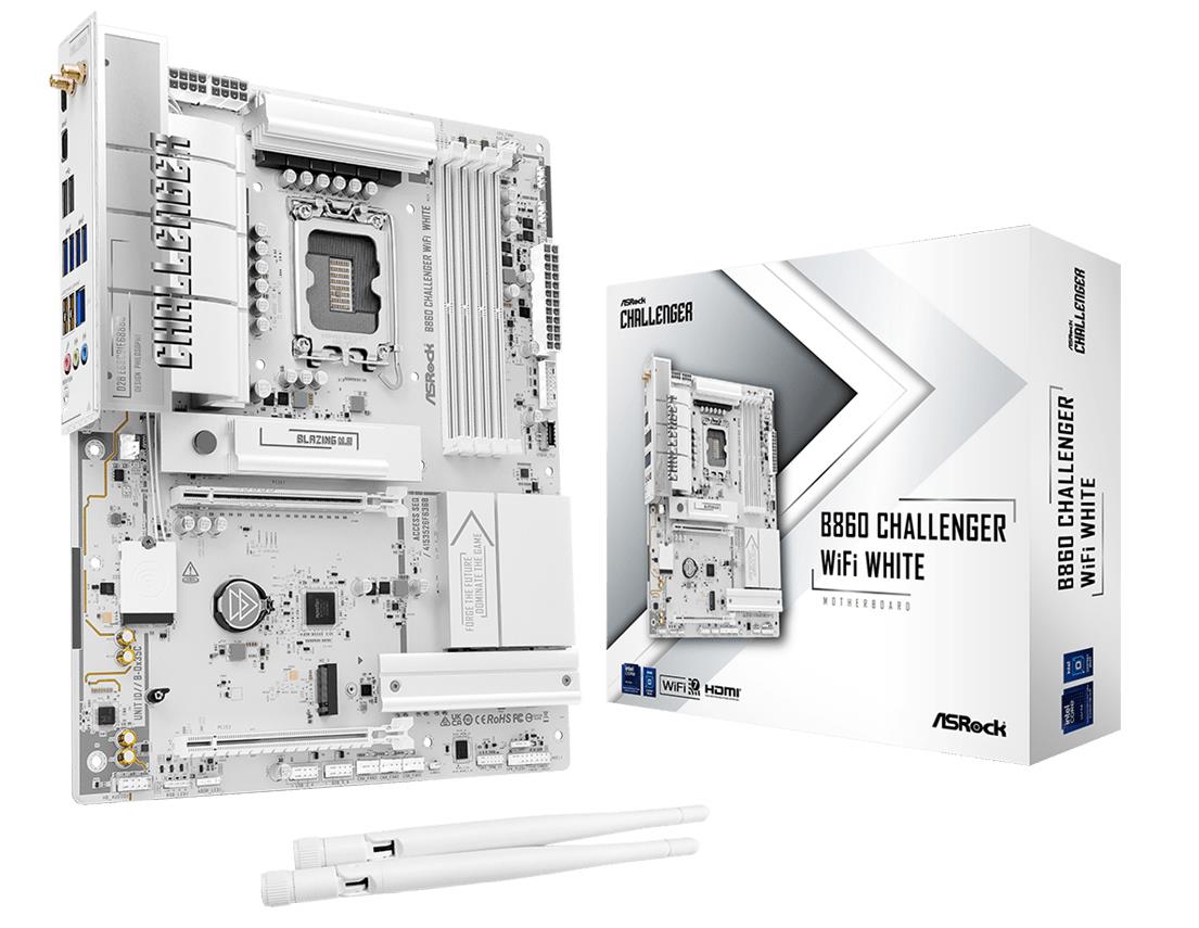 Mainboard ASROCK Intel B860 LGA 1851  Socket V1  ATX RAM DDR5-SDRAM 4xSlots Wi-Fi Yes Bluetooth Yes 1xNumber of M 2  M  slots B860CHALLENGERWIFIWH