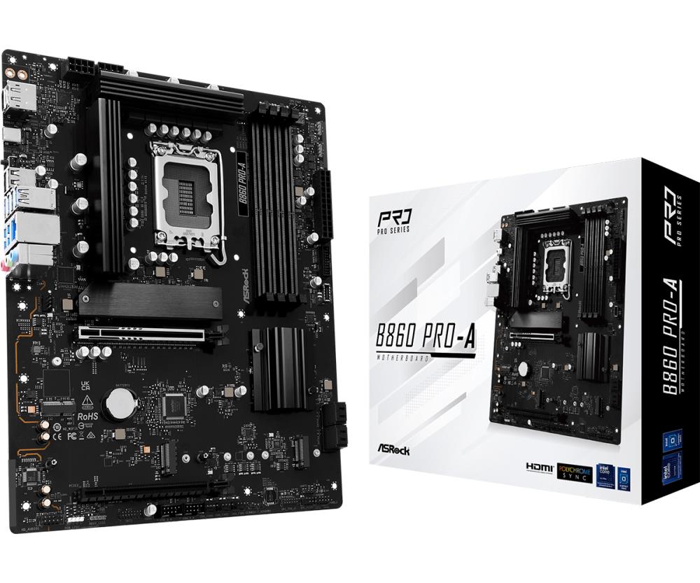 Mainboard ASROCK Intel B860 Express LGA1851 ATX Memory DDR5 Memory slots 4 1xHDMI 1xDisplayPort 1xAudio-In 1xAudio-Out 1xMicrophone 2xUSB 2 0 6xUSB 3 2 1xUSB-C 1xRJ45 B860PRO-A