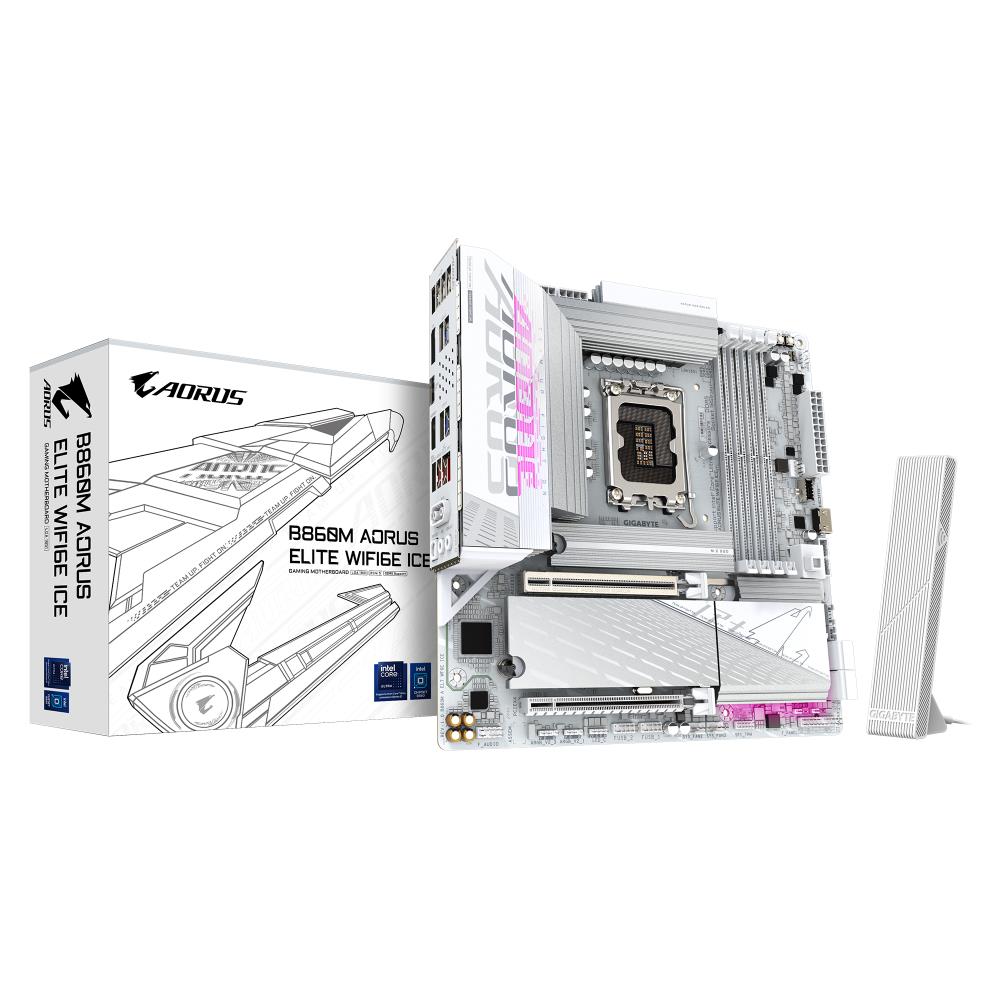 Mainboard GIGABYTE Intel B860 Express LGA1851 Micro-ATX Memory DDR5 1xPCI-Express 16x 3xM 2 1xHDMI 1xDisplayPort 4xUSB 2 0 6xUSB 3 2 1xUSB-C 1xOptical S PDIF 1xRJ45 2xAudio port B860MAELTWF6EICE1 0