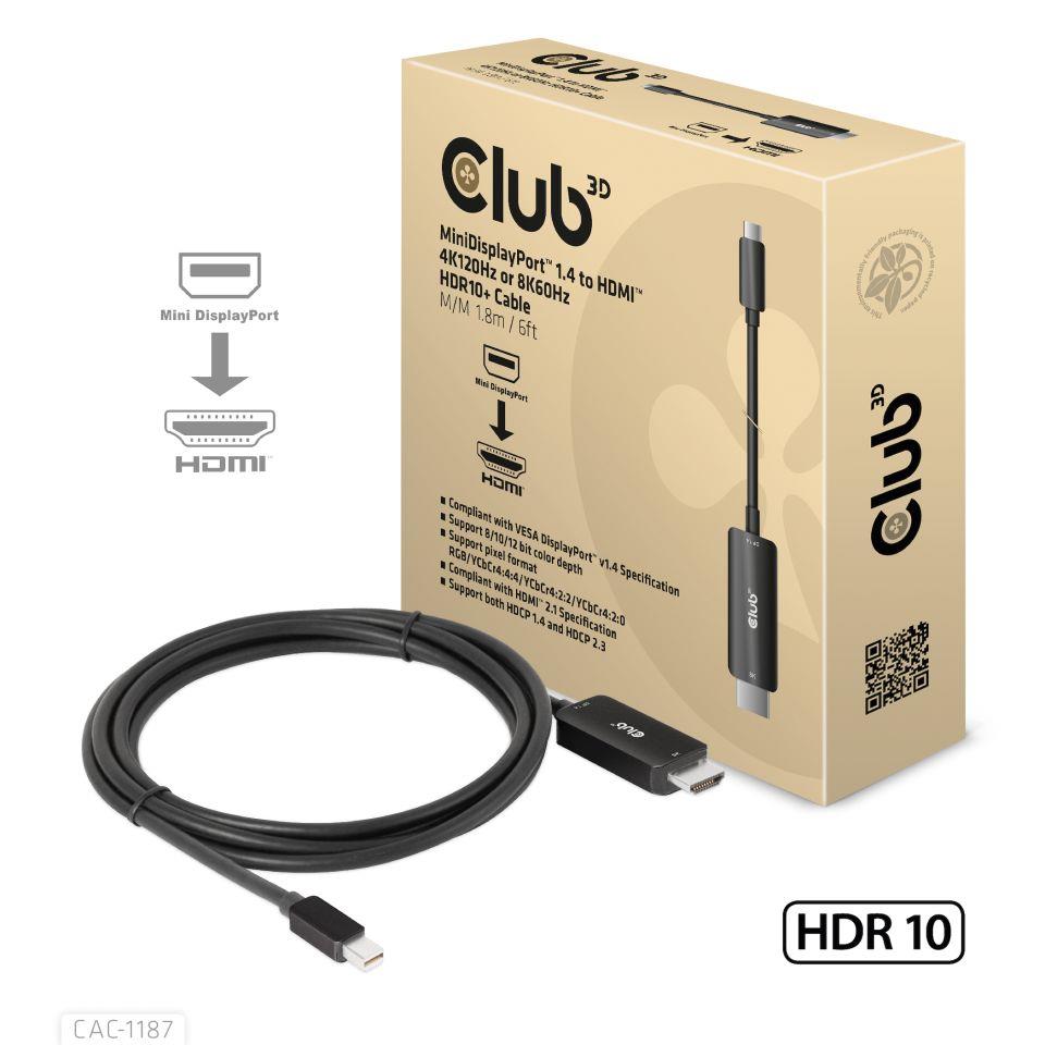CABLE MINIDP TO HDMI 1 8M M M CAC-1187 CLUB3D