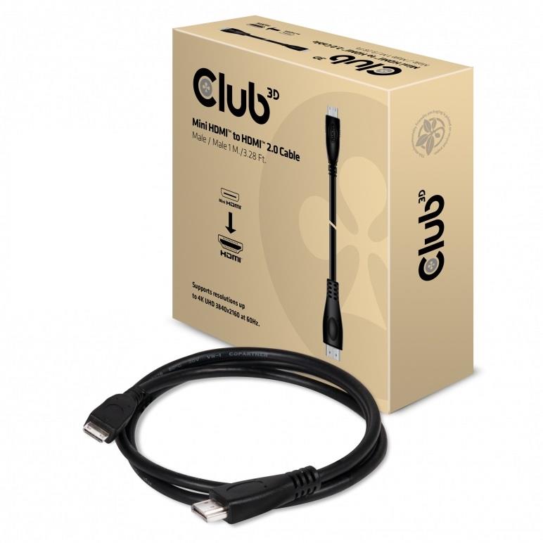 CABLE MINI HDMI TO HDMI 1M M M CAC-1350 CLUB3D