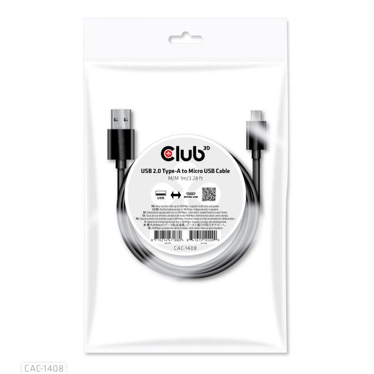 CABLE USB TO MICRO USB 1M M M CAC-1408 CLUB3D
