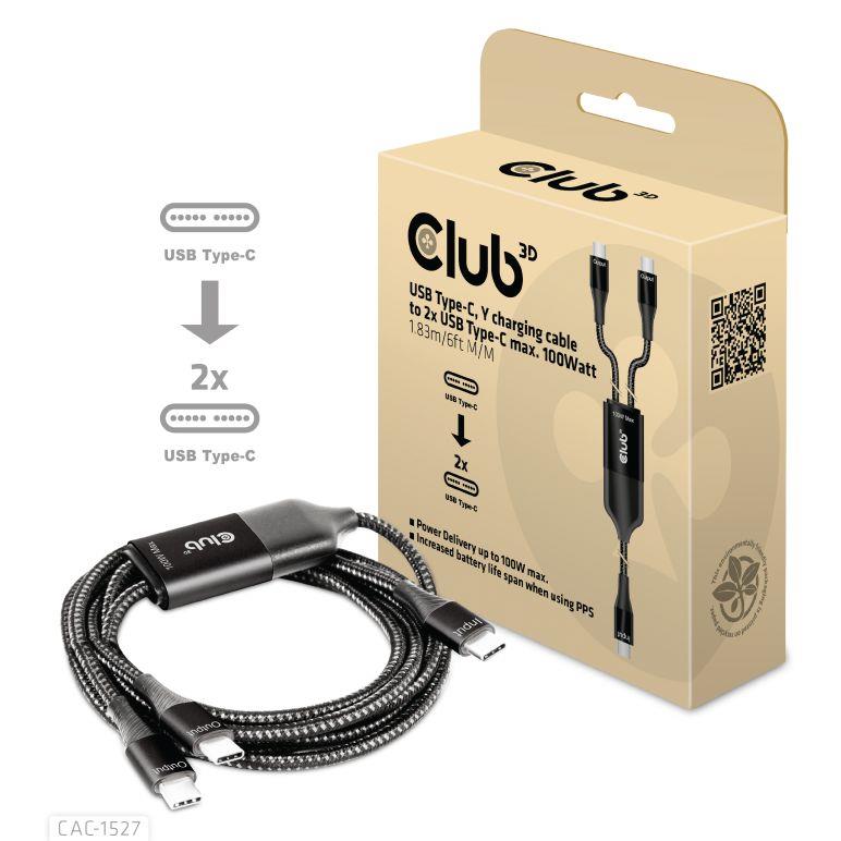 CABLE USB-C TO 2XUSB-C 1 83M M M CAC-1527 CLUB3D