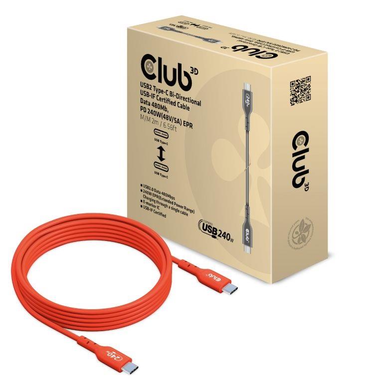 CABLE USB-C TO USB-C 2M M M CAC-1573 CLUB3D