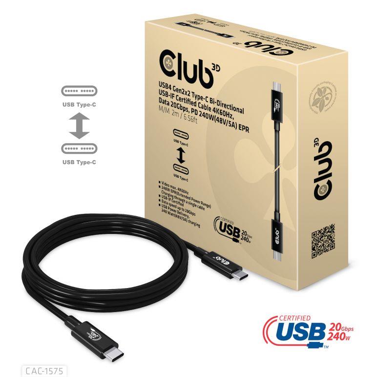 CABLE USB-C TO USB-C 2M M M CAC-1575 CLUB3D