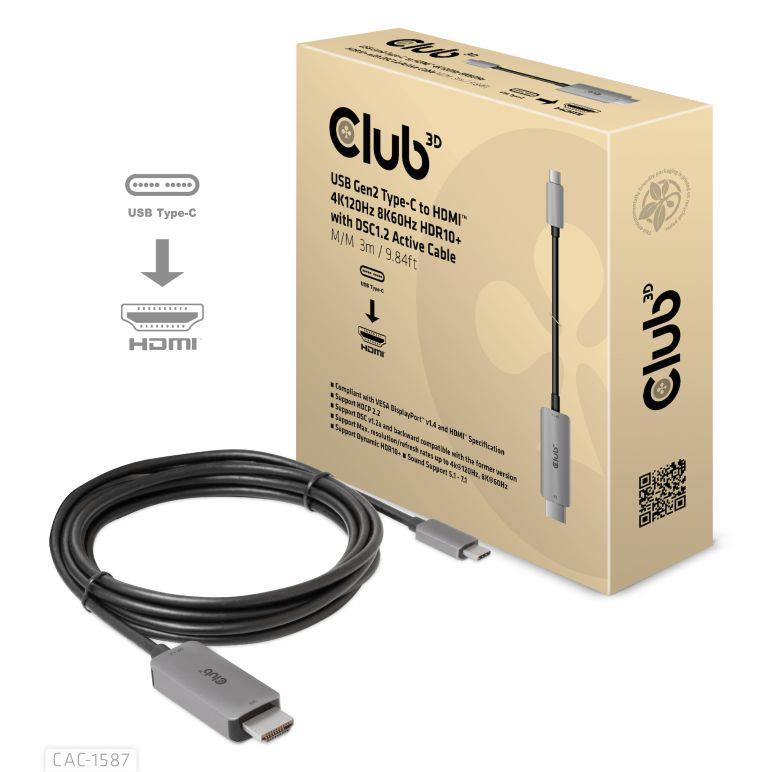 CABLE USB-C TO HDMI 3M M M CAC-1587 CLUB3D