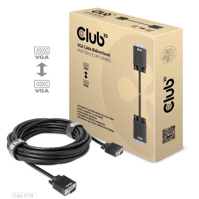 CABLE VGA TO VGA 10M M M CAC-1710 CLUB3D