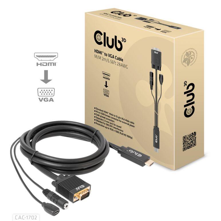 CABLE HDMI TO VGA 2M M M CAC-1712 CLUB3D
