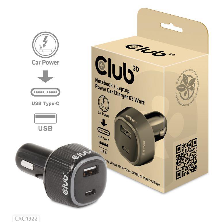 NB CHARGER CAR USB USB-C 63W CAC-1922 CLUB3D