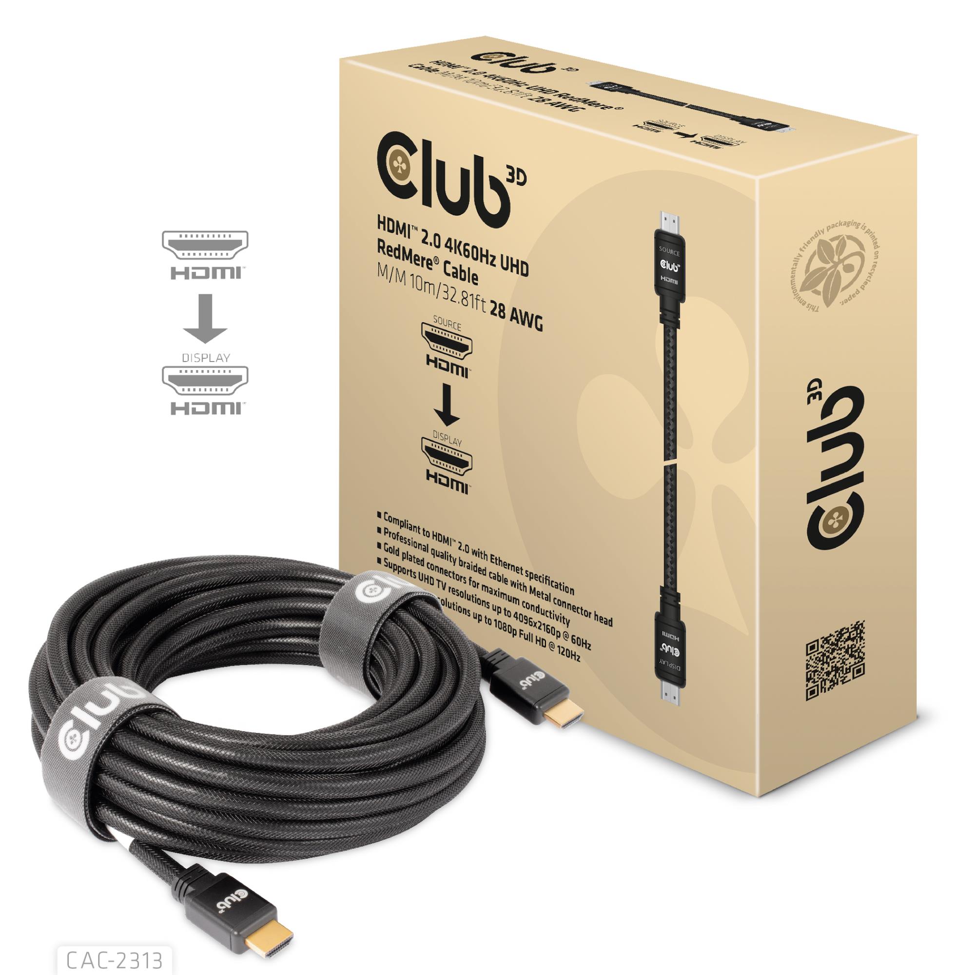 CLUB 3D HDMI 2 0 4K60Hz RedMere cable 10