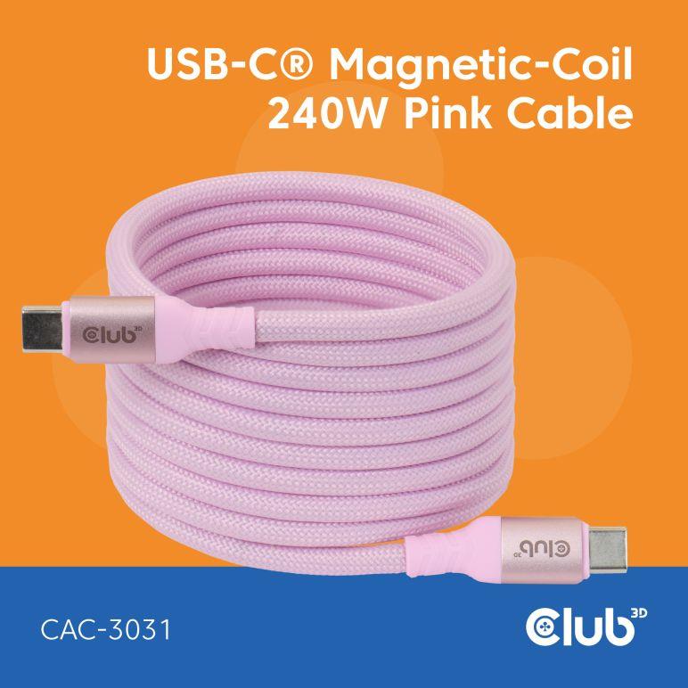 CABLE USB-C TO USB-C 2M MAGNETIC PINK CAC-3031 CLUB3D