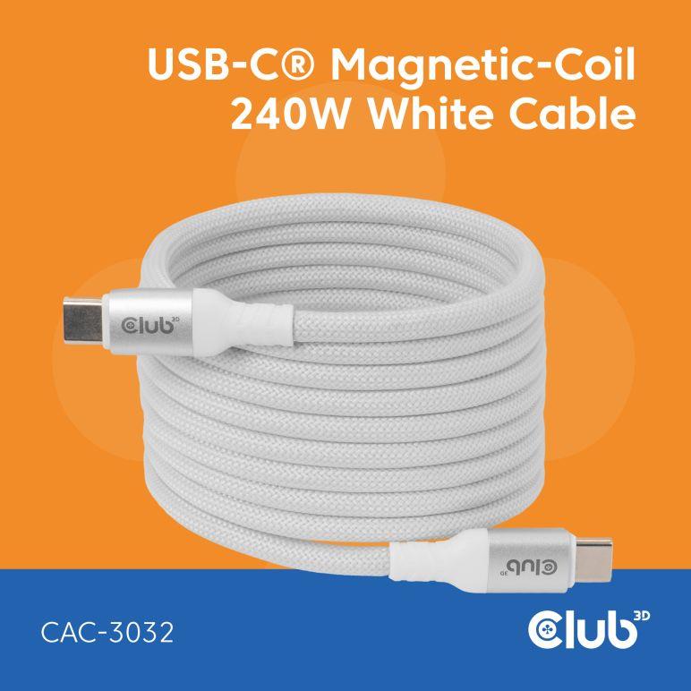 CABLE USB-C TO USB-C 2M MAGNETIC WHITE CAC-3032 CLUB3D