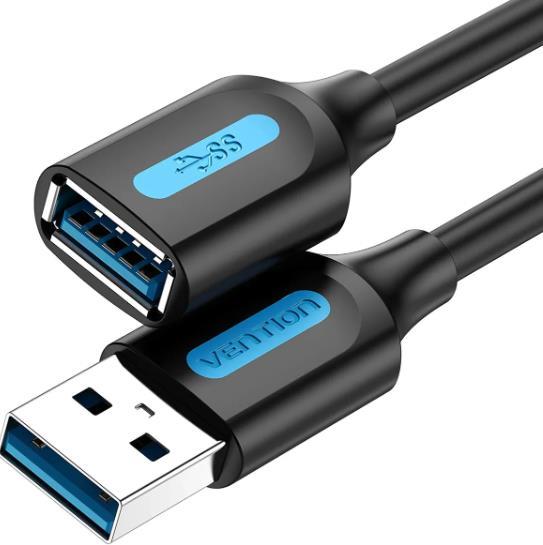 CABLE USB3 0 MALE TO FEMALE 2M BLACK CBHBH VENTION