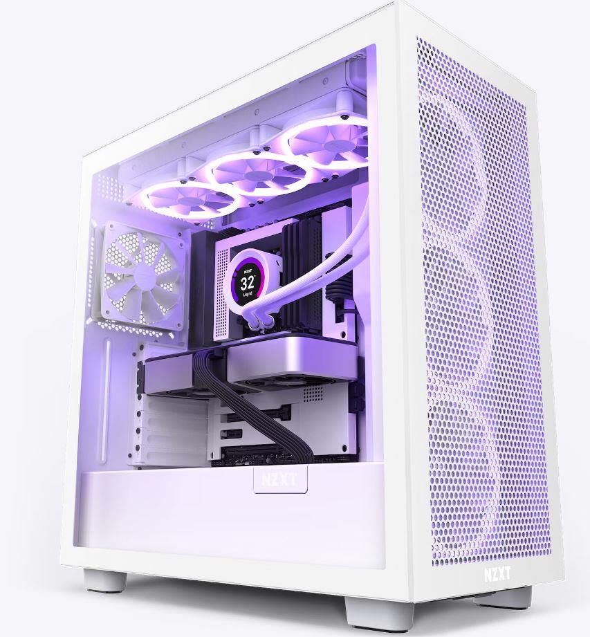 Case NZXT H7 Flow MidiTower Not included ATX MicroATX MiniITX Colour White CM-H71FW-01