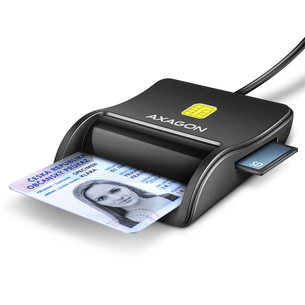 CARD READER FLAT SMARTCARD 4SL USB2 0 1 3M CRE-SM3SD AXAGON