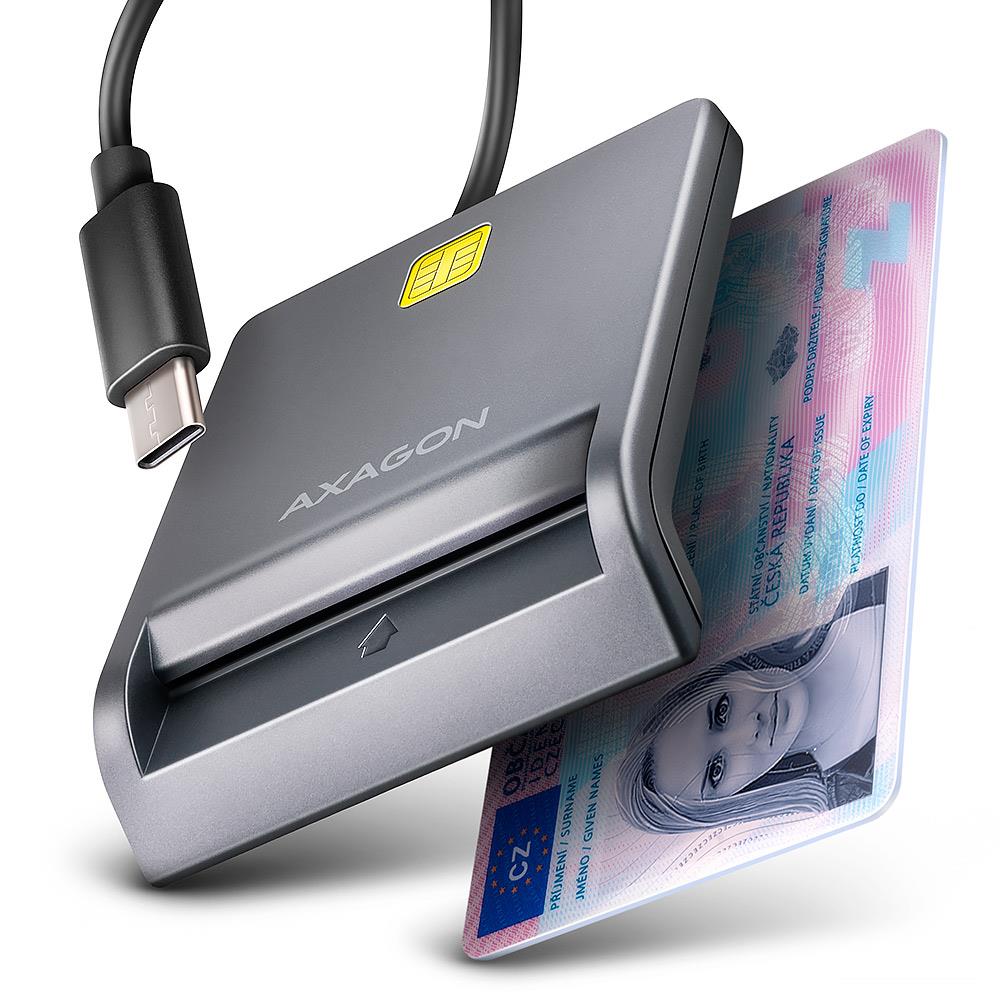 CARD READER FLAT SMARTCARD ID USB-C 1 3M CRE-SM3TC AXAGON