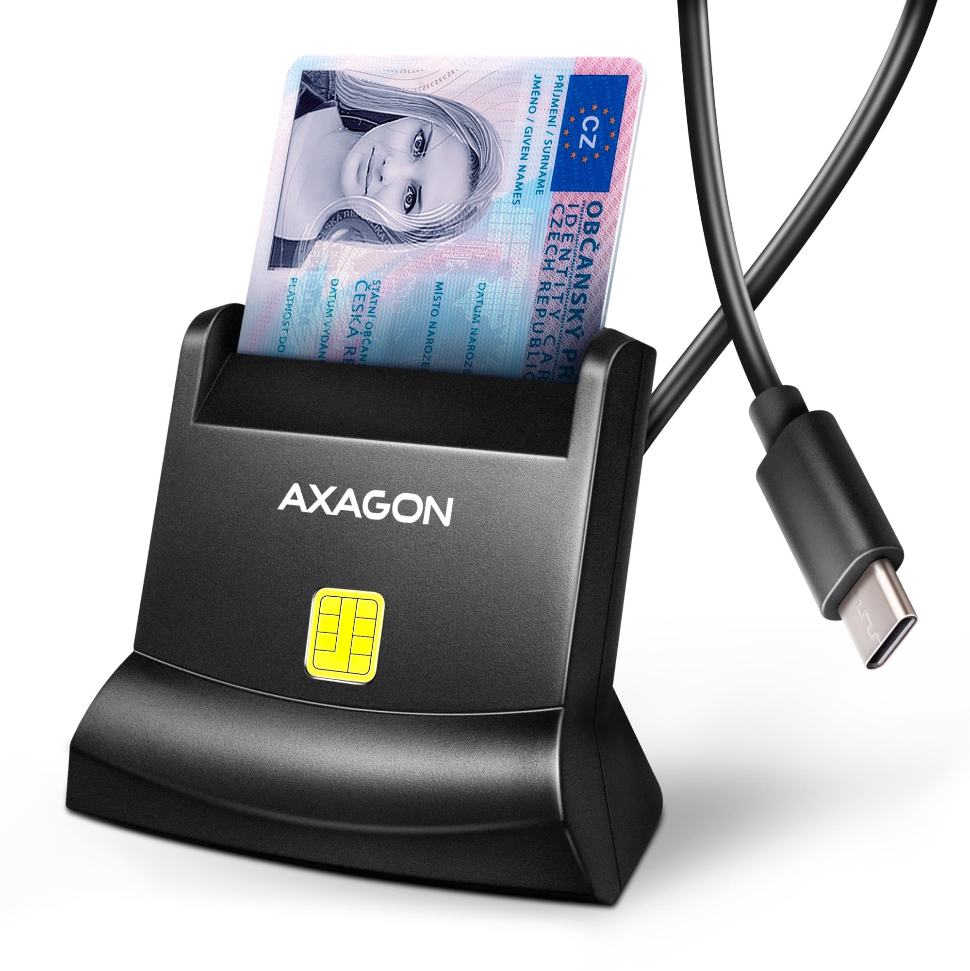 CARD READER STAND SMARTCARD ID USB-C 1 2M CRE-SM4NC AXAGON