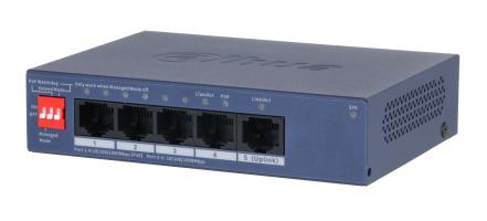 Switch DAHUA CS4005-4GT-36 Switch type Managed Switch layer L2 Form factor Desktop Wall-Mounting 5xRJ-45 ports RJ-45 Ports Type Gigabit Ethernet  10 100 1000  5xGigabit Ethernet  copper  ports quantity Power over Ethernet  PoE  Yes 4xPower over Ethernet  PoE  ports quantity Total Power over Ethernet  PoE  budget 36 W CS4005-4GT-36
