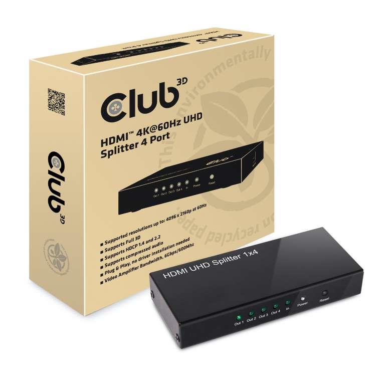 I O VIDEO SPLITTER HDMI 4PORT 4K60HZ 2 0 UHD CSV-1380 CLUB3D