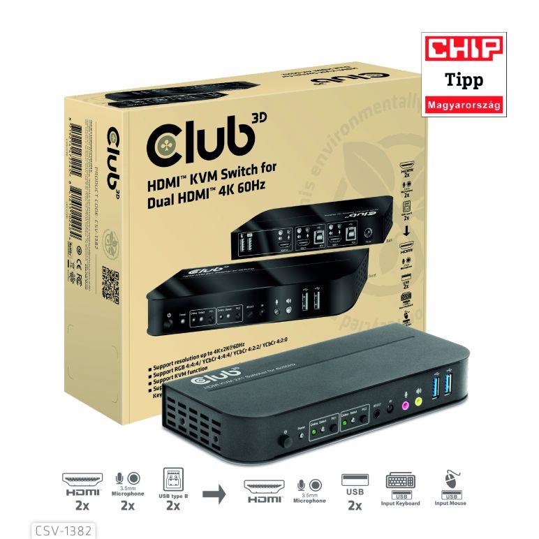 VIDEO SWITCH KVM HDMI 2PORT CSV-1382 CLUB3D
