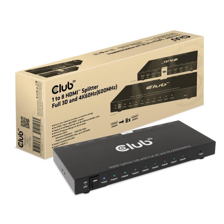 VIDEO SPLITTER HDMI 8PORT 3D 4K 60HZ CSV-1383 CLUB3D