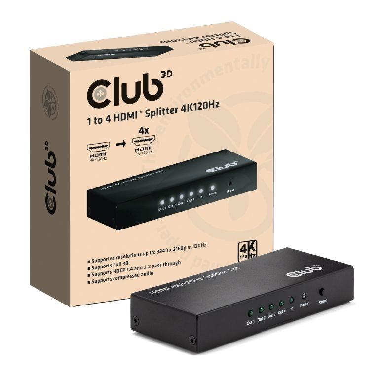 VIDEO SPLITTER HDMI 4PORT 4K 120HZ CSV-1385 CLUB3D