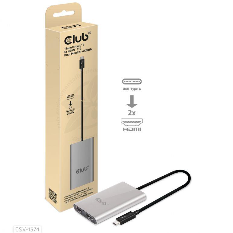 I O ADAPTER THUNDERBOLT   HDMI DUAL CSV-1574 CLUB3D