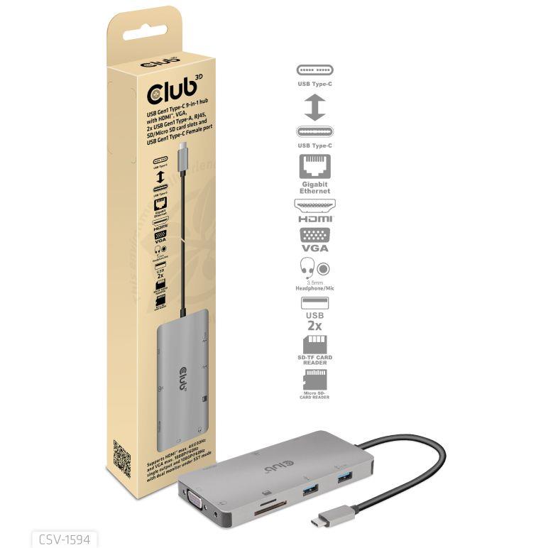 I O HUB 9IN1 USB-C CSV-1594 CLUB3D