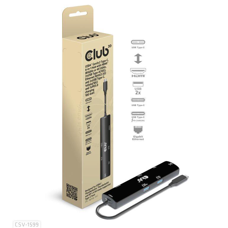 I O HUB 6IN1 USB-C HDMI 100W CSV-1599 CLUB3D