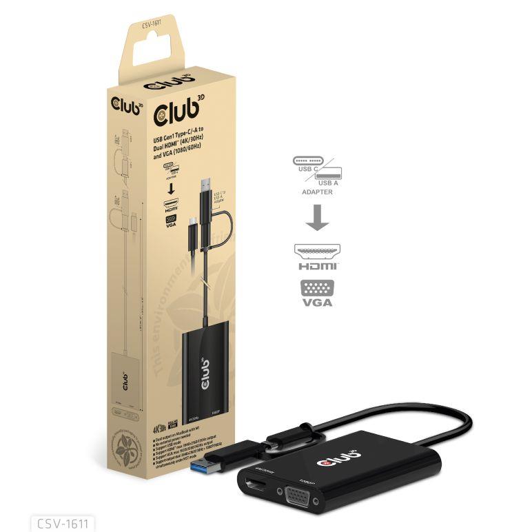 I O ADAPTER USB-C TO HDMI VGA CSV-1611 CLUB3D