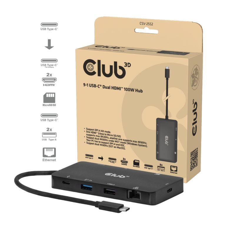 I O HUB 9IN1 USB-C 100W CSV-2552 CLUB3D