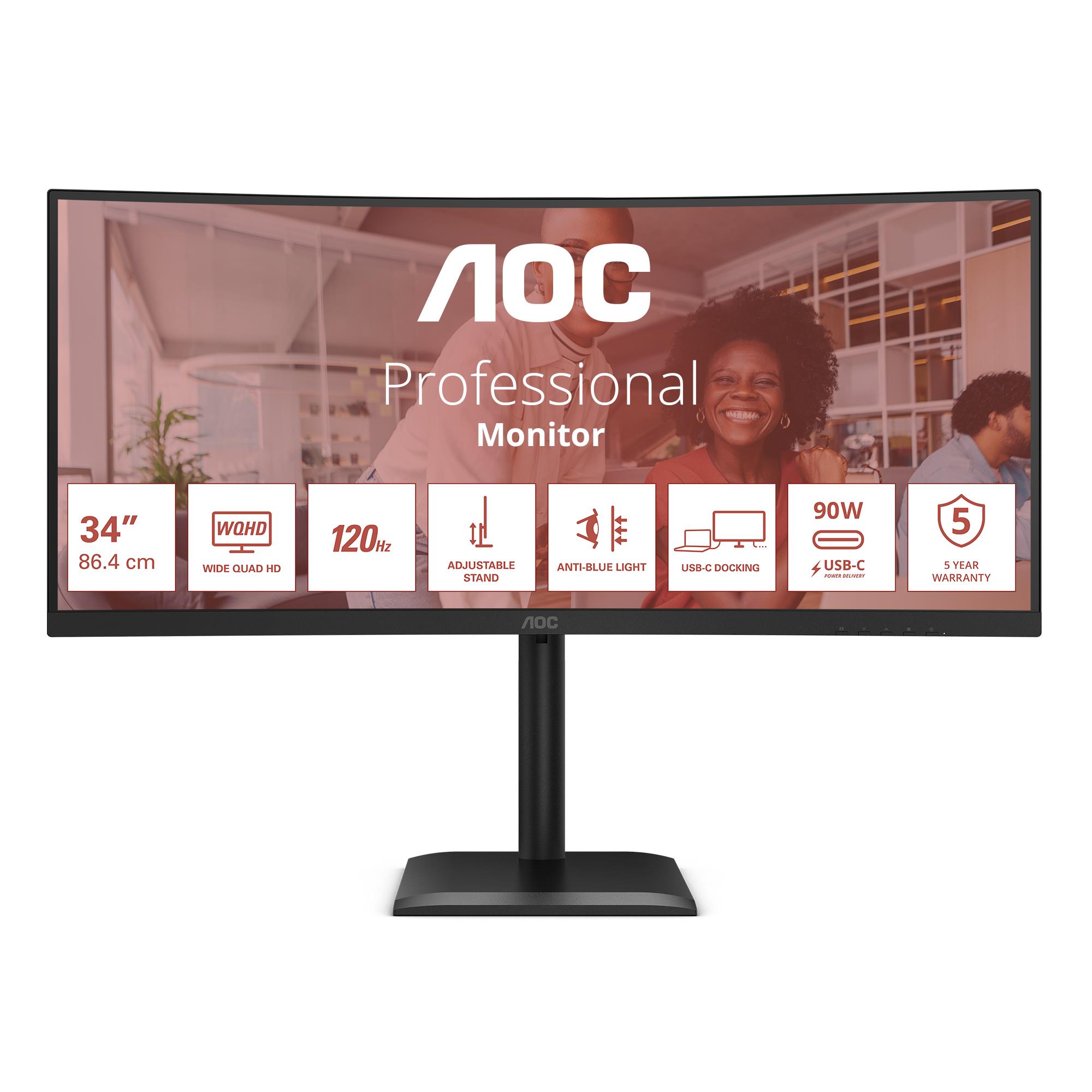 LCD Monitor AOC 34    3440 x 1440 pixels UltraWide Quad HD Native aspect ratio 21 9 LCD Curved CU34E4CV