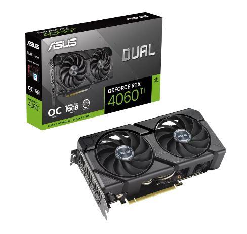 Graphics Card ASUS NVIDIA GeForce RTX 4060 Ti 16 GB GDDR6 128 bit PCIE 4 0 16x Dual Slot Fansink 1xHDMI 3xDisplayPort DUAL-RTX4060TI-O16G-EVO