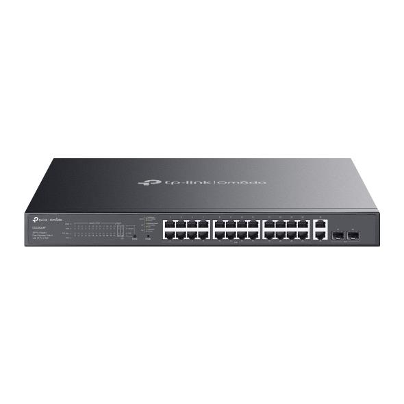 Switch TP-LINK Omada ES228GMP Switch type Managed Switch layer L2 Rack mounting Yes 26xRJ-45 ports RJ-45 Ports Type Gigabit Ethernet  10 100 1000  26xGigabit Ethernet  copper  ports quantity 2xSFP module slots quantity Power over Ethernet  PoE  Yes 24xPower over Ethernet plus  PoE   ports quantity Total Power over Ethernet  PoE  budget 384 W ES228GMP