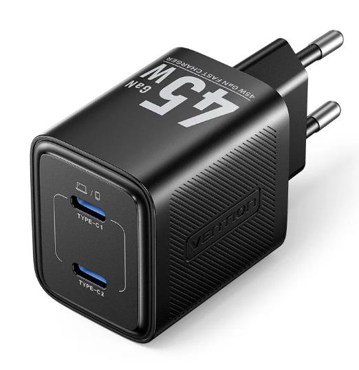 MOBILE CHARGER WALL 45W USB-C 2P BLACK FEFB0-EU VENTION