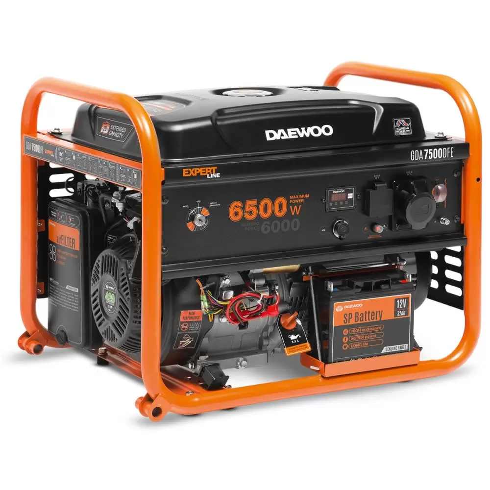 PETROL GENERATOR 6.5KW 230V GDA 7500DFE DAEWOO