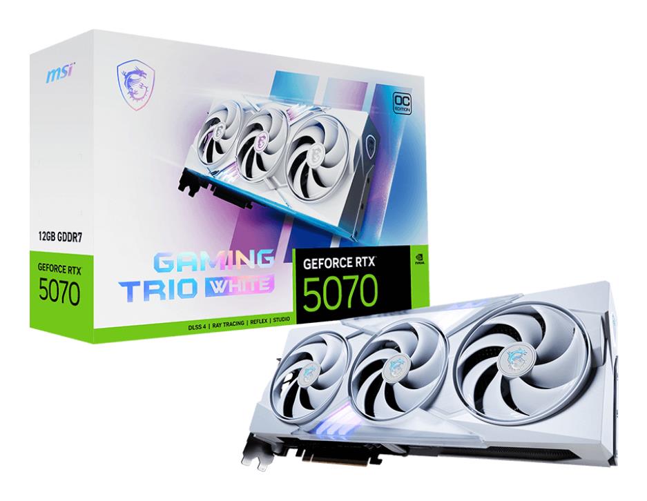 Graphics Card MSI NVIDIA GeForce RTX 5070 12 GB GDDR7 192 bit PCIE 5 0 16x Triple slot Fansink 1xHDMI 3xDisplayPort 507012GGAMTRIOOCWHITE