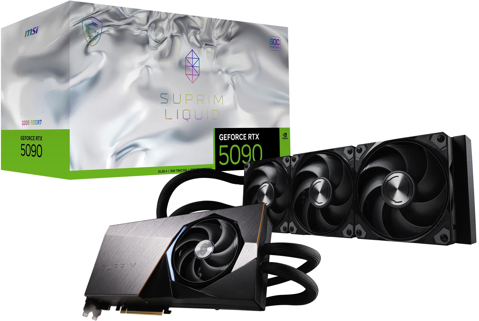 Graphics Card MSI NVIDIA GeForce RTX 5090 32 GB GDDR7 512 bit PCIE 5 0 16x Dual Slot Fansink 1xHDMI 3xDisplayPort 509032GSUPLIQUIDSOC