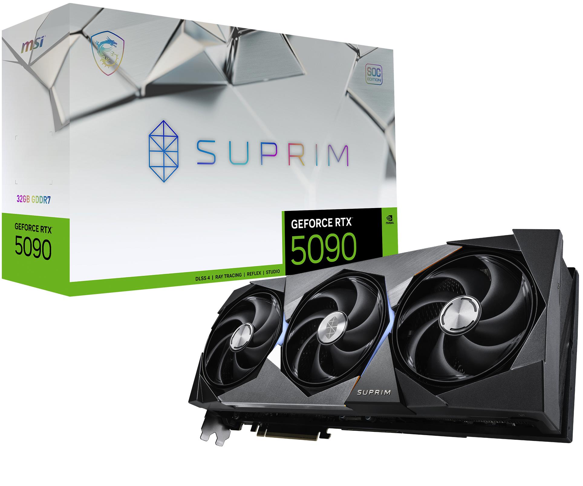 Graphics Card MSI NVIDIA GeForce RTX 5090 32 GB GDDR7 512 bit PCIE 5 0 16x Dual Slot Fansink 1xHDMI 3xDisplayPort RTX509032GSUPSOC