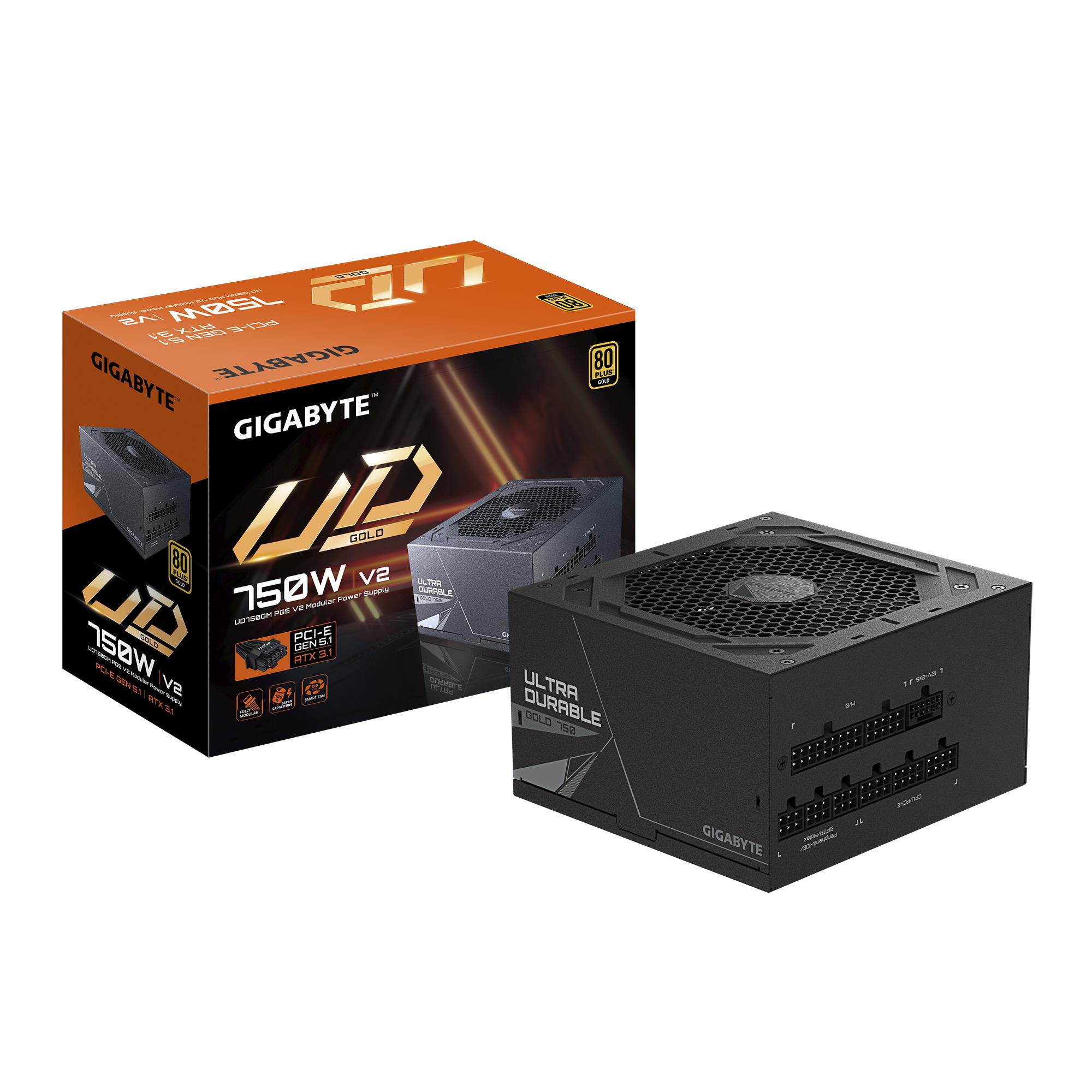 Power Supply GIGABYTE UD750GM PG5 V2 ATX 3 1 750 Watts Efficiency 80 PLUS GOLD PFC Active MTBF 100000 hours GP-UD750GMPG5V2