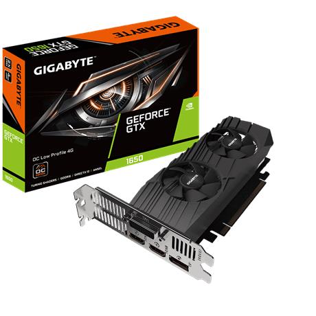 Graphics Card GIGABYTE NVIDIA GeForce GTX 1650 4 GB 128 bit PCIE 3.0 16x GDDR6 Memory 12000 MHz GPU 1620 MHz Dual Slot Fansink 1xDVI 2xHDMI 1xDisplayPort GV-N1656OC-4GL