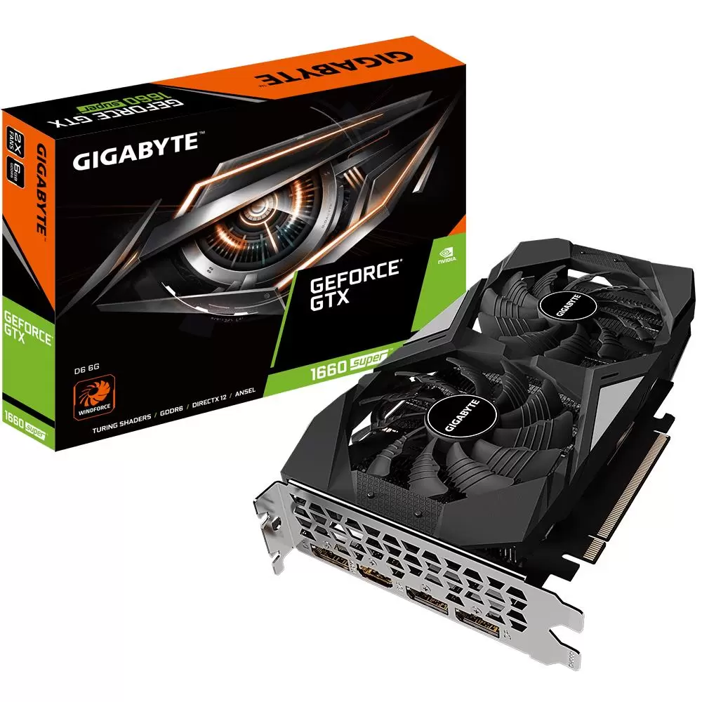 Graphics Card GIGABYTE NVIDIA GeForce GTX 1660 SUPER 6 GB 192 bit PCIE 3.0 16x GDDR6 Memory 14000 MHz GPU 1785 MHz 1xHDMI 3xDisplayPort GV-N166SD6-6GD