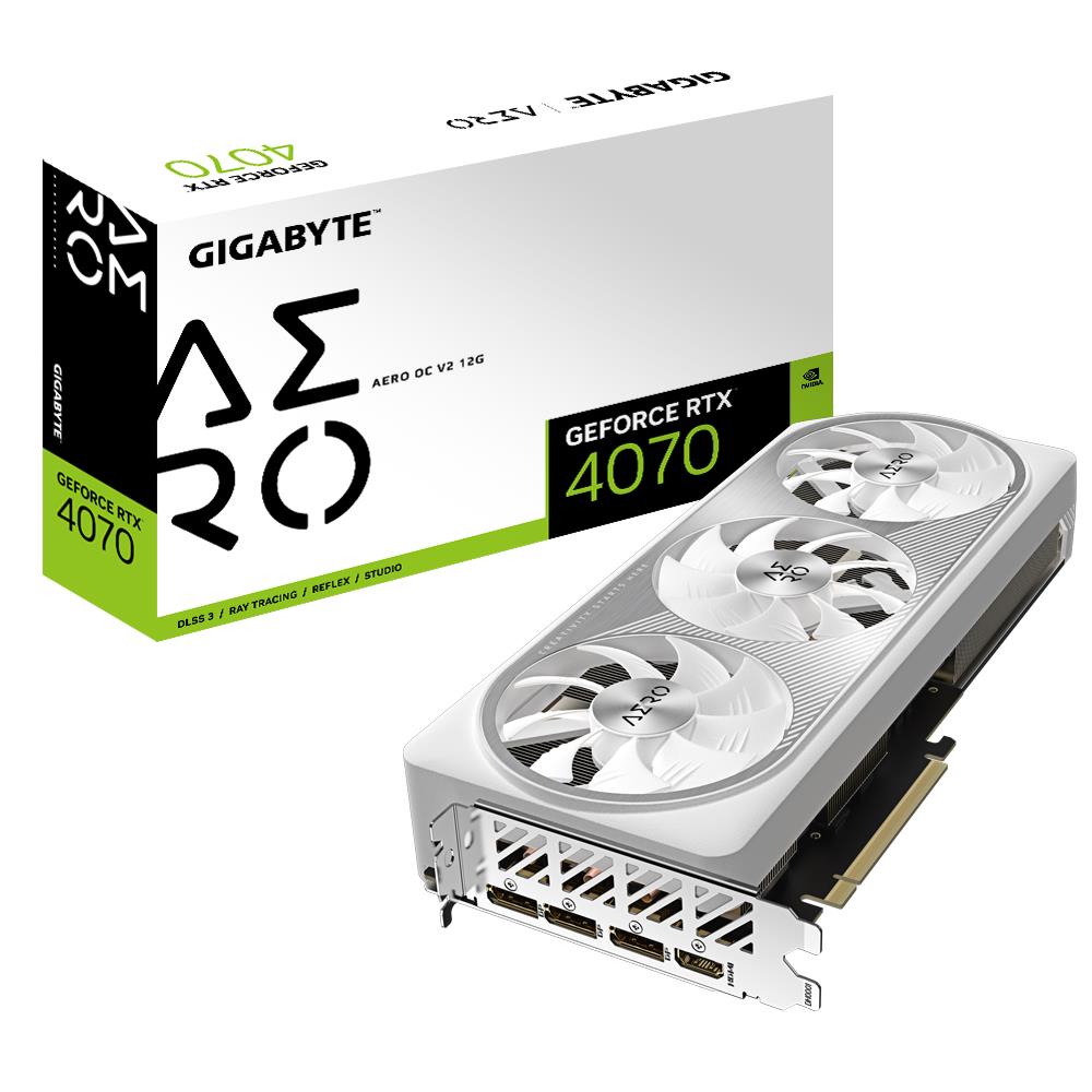 Graphics Card GIGABYTE NVIDIA GeForce RTX 4070 12 GB GDDR6X 192 bit PCIE 4 0 16x GPU 2565 MHz 1xHDMI 3xDisplayPort GV-N4070AERO OCV2-12GD