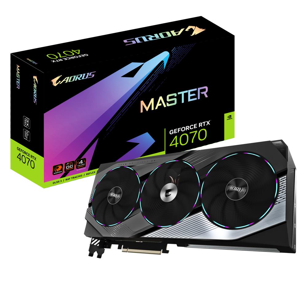 Graphics Card GIGABYTE NVIDIA GeForce RTX 4070 12 GB GDDR6X 192 bit PCIE 4.0 16x GPU 2595 MHz 1xHDMI 3xDisplayPort GV-N4070AORUSM-12GD